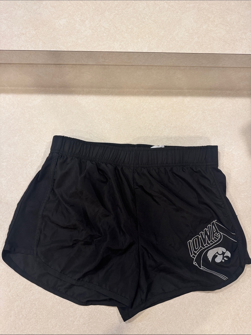 Rivalry Threads Black Women's Athletic Shorts with Iowa Emblem